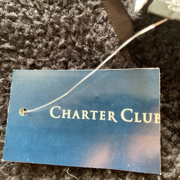 CHARTER CLUB WOMEN’S BLACK HOODED KNIT PONCHO ONE SIZE FITS ALL Brand New TAGS - Picture 5 of 14